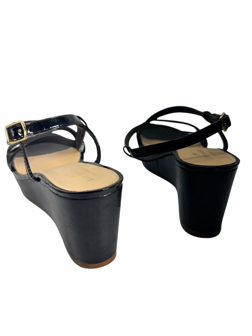 Kate Spade New York Black Patent Leather Platform Wedge Sandals Women Size 8.5 - Picture 3 of 8